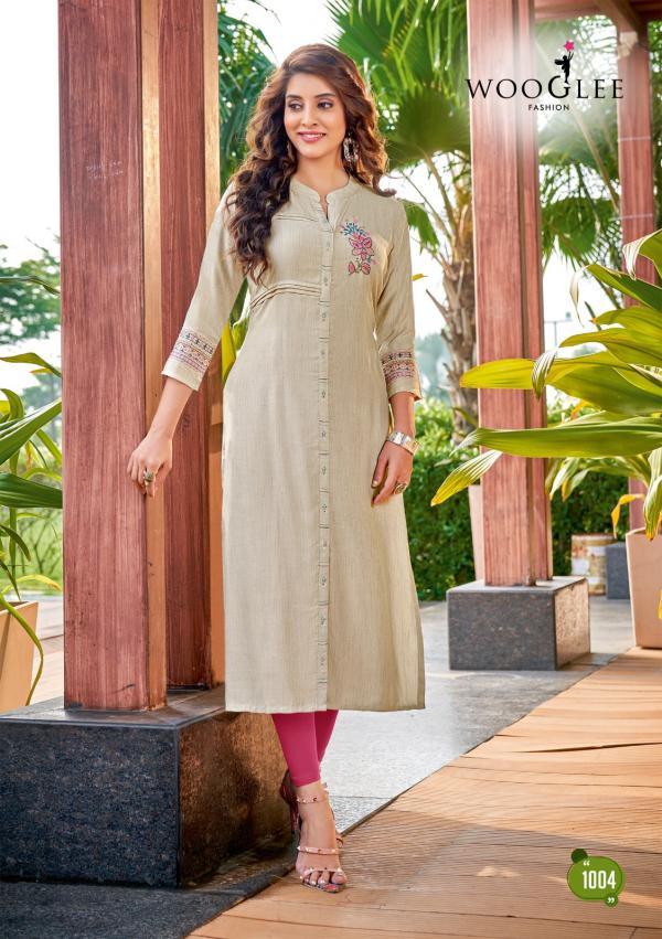 Wooglee Sparkle Fancy Long Rayon Designer Kurti Collection